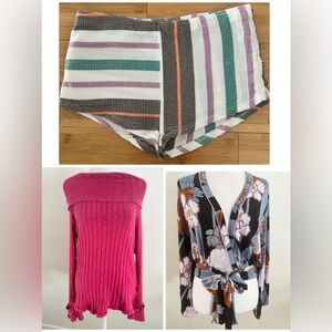 FREE PEOPLE bundle of 3 tops and shorts size xs and small